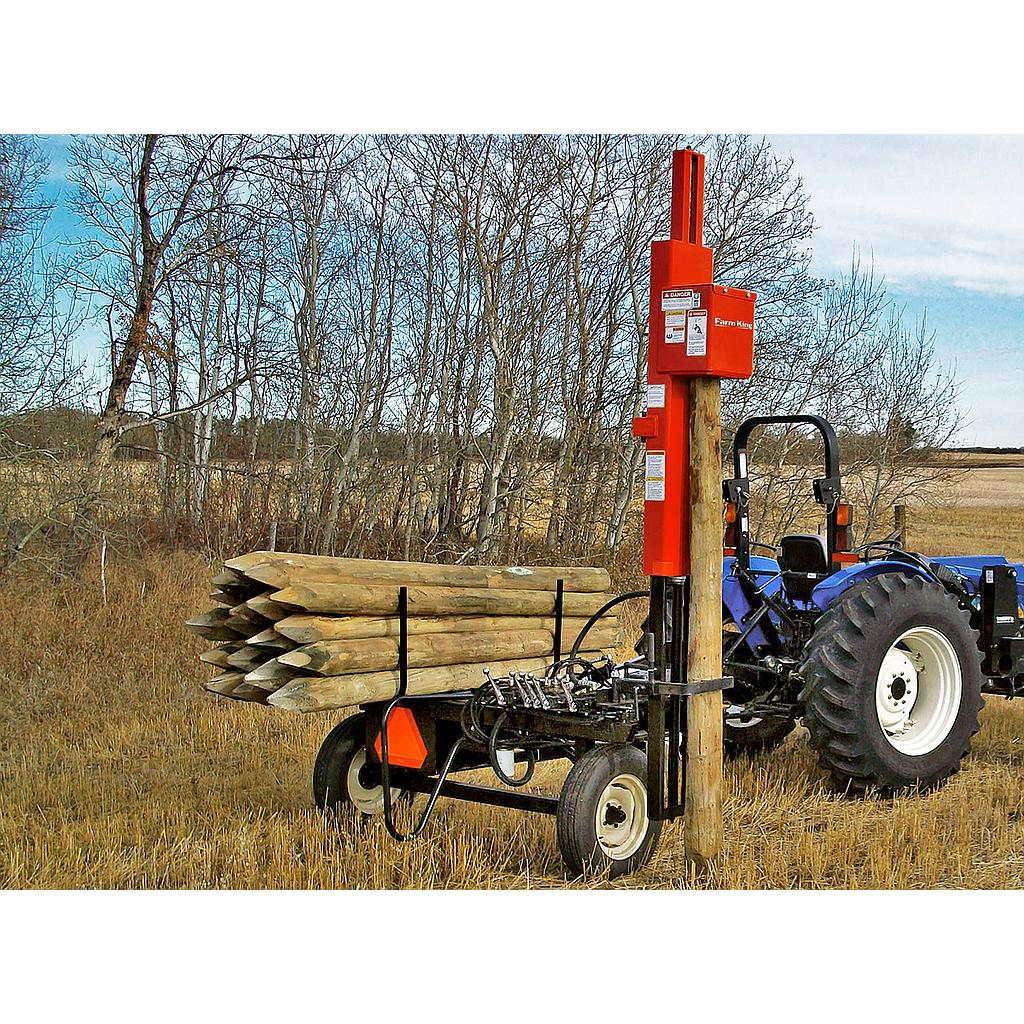 FK Post Pounder w Petrol Engine Drive, Post Rack, Post Guide, Safety Chain &amp; Hydraulic Hitch