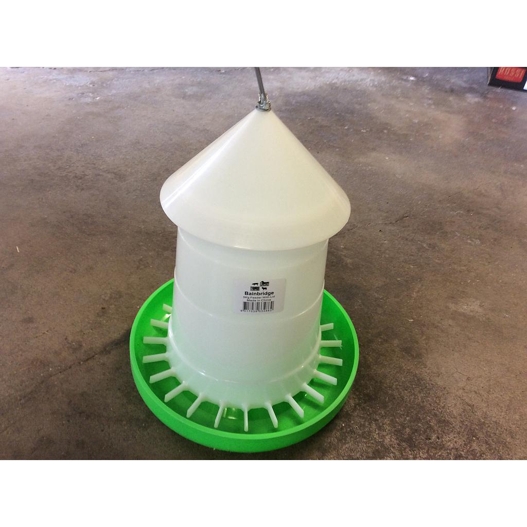 5kg Poultry Feeder Green &amp; White w Lid