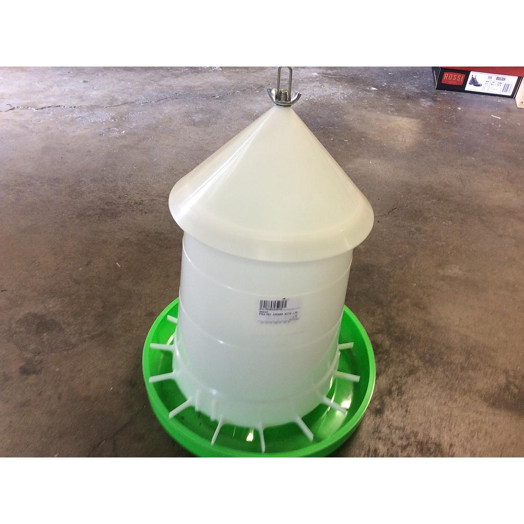 8kg Poultry Feeder Green &amp; White w Lid