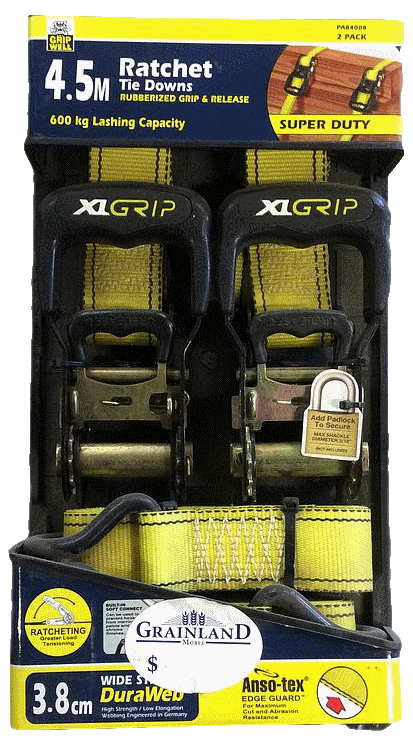 Ratchet Tie Down 2pk 4.5mx38mm