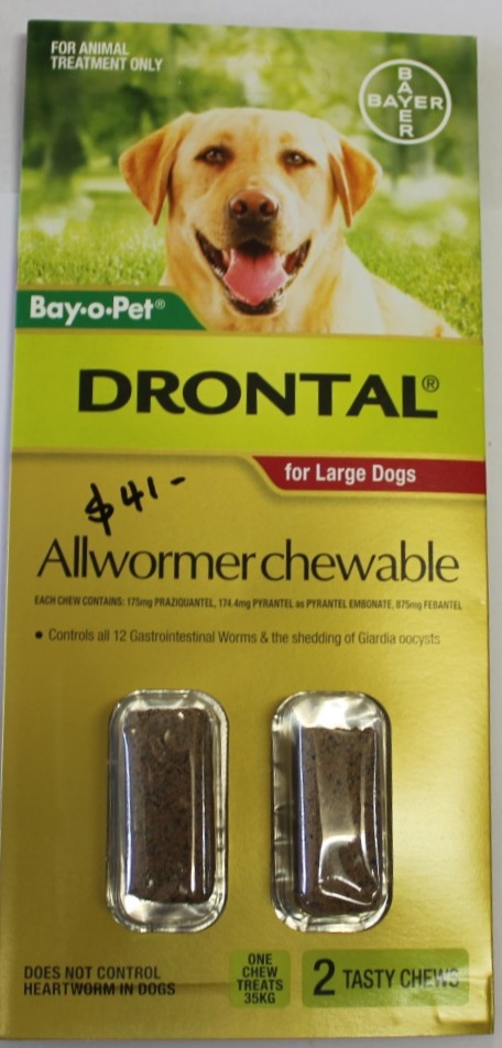 Drontal Chewable Large 35kg 2's